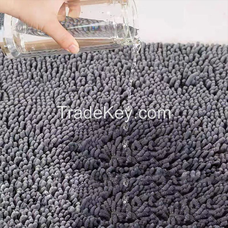 Bath Rug Mat Custom Non-Slip Soft Super Water Absorbent Machine Washable Dry Bath Rugs Bathroom Mat Shaggy Chenille Bath Mats