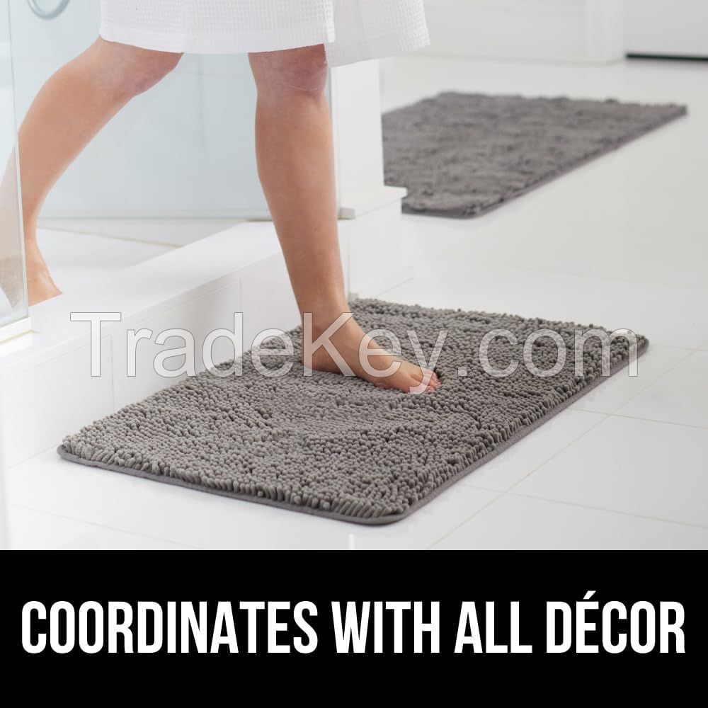 Bath Rug Mat Custom Non-Slip Soft Super Water Absorbent Machine Washable Dry Bath Rugs Bathroom Mat Shaggy Chenille Bath Mats