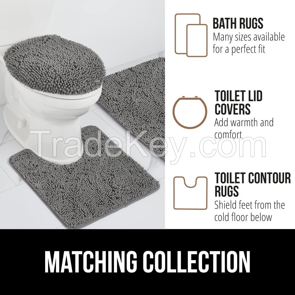 Bath Rug Mat Custom Non-Slip Soft Super Water Absorbent Machine Washable Dry Bath Rugs Bathroom Mat Shaggy Chenille Bath Mats