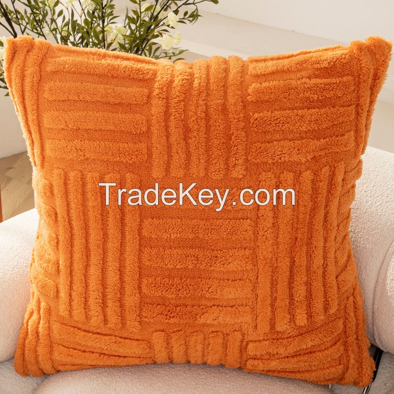Click image to open expanded view Share to  Quality Woven Plush Flannel Pillow Cover Solid Color Sofa Cushion Plain Double Sided Pillow Cushion