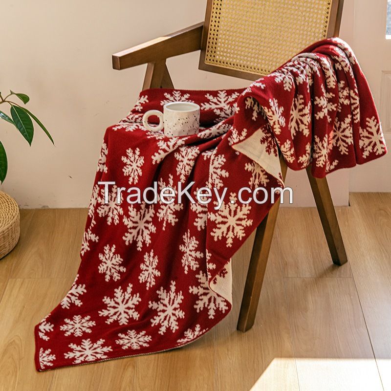 Reindeer and Christmas Tree Knit Throw Christmas Knit Throw Blanket 100% Acrylic Christmas Knitted Decorative Blanket