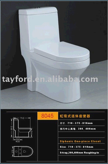 Siphonic one piece toilet