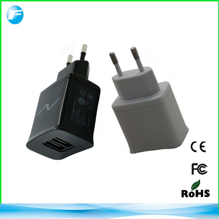 Dual USB travel charger 5V 2.1A for iPad&Samsung