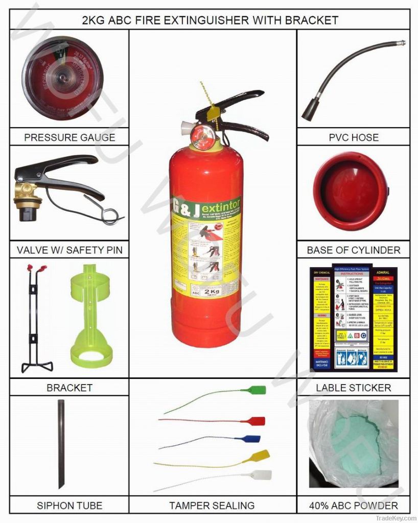 2KG portable ABC dry chemical powder fire extinguisher