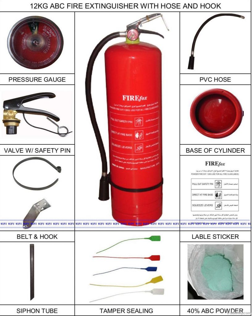 12KG PORTABLE ABC DRY CHEMICAL POWDER FIRE EXTINGUISHER