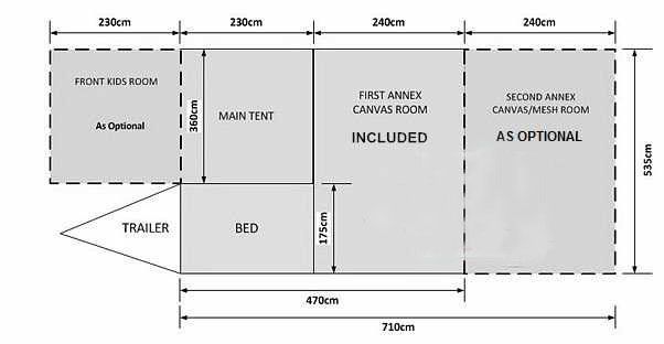 23ft x18ft off road waterproof rip stop canvas camping family trailer tent
