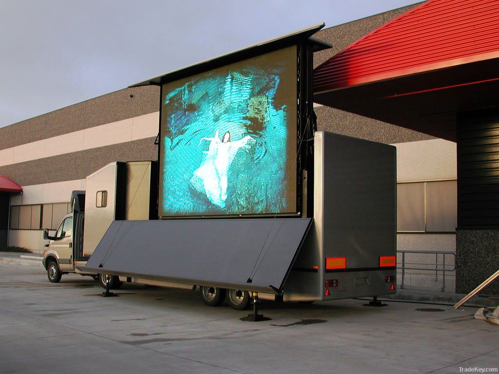 LED mobile truck, daylight full color outdoor led video wall scr