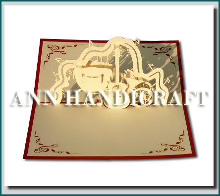 Music Instument 3D greeting card ( Red Colour)