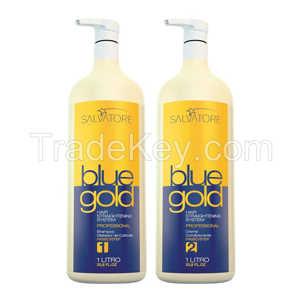 Brazilian Keratin Treatment - Salvatore Blue Gold Straightener Kit - 2 x 1000ml