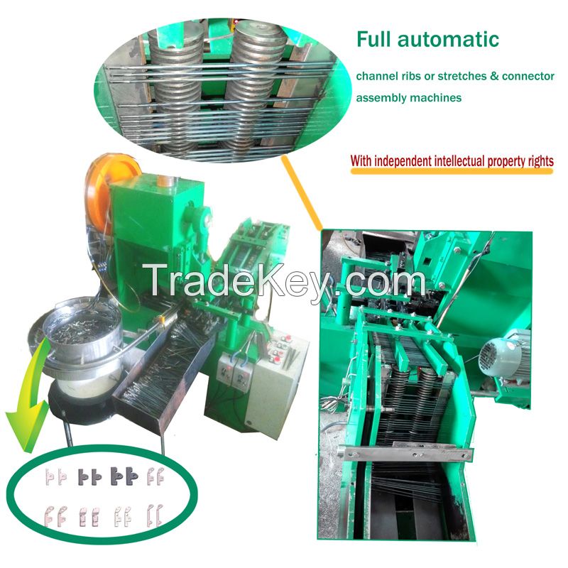 Umbrella making machines channel ribs or stretechers and connector assembly machines