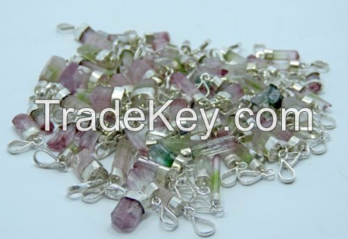 Beautiful Natural Gemstones Crystal healing Pendants 925 Silver