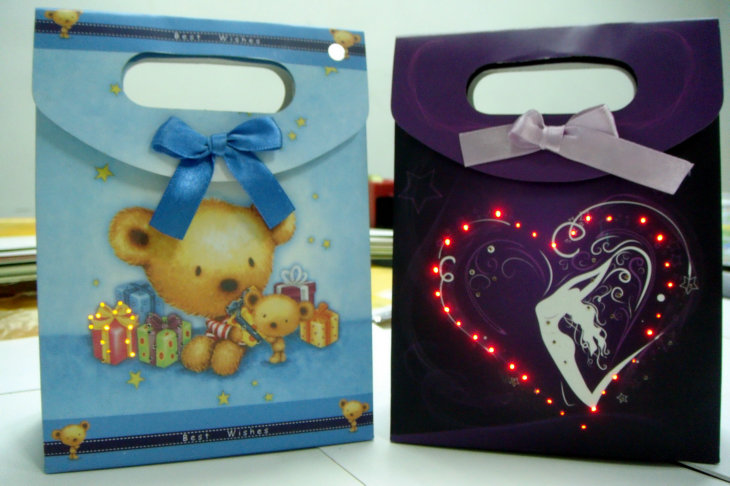 Optical Fiber LED flashing gift paking paper bag