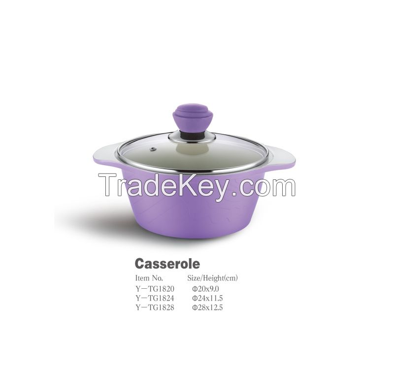 Floral Pattern Rose Aluminum die cast non-stick cookware set with ceramic coating die-casting