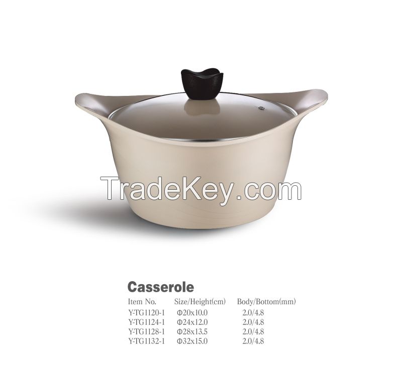 Korean Style Aluminum die cast non-stick cookware set with ceramic coating die-casting