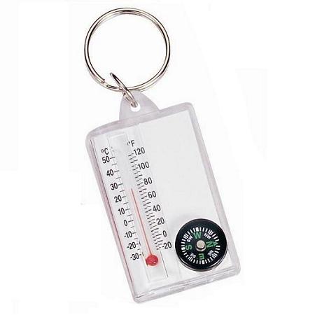 compass and thermometer keychain