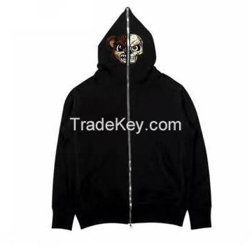 2023 Custom sublimation puff printing 250gsm blank Hoodie plain Zipper unisex french terry heavyweight black zip up men hoodie