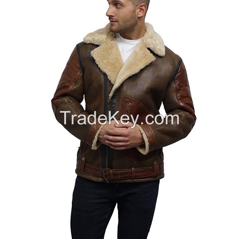 New Arrival Fashion Winter Aviator Fly Leather Bomber B-3 Leather Jacket Bomber Jacket Faux Fur Leather jackets