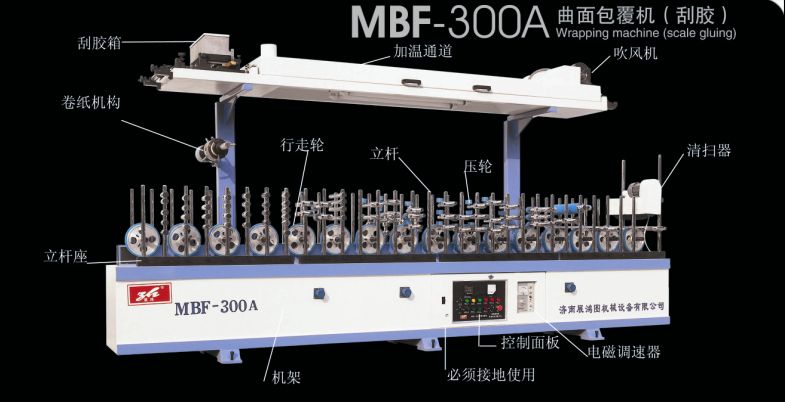 Curved surface wrapping machine(scraping glue)