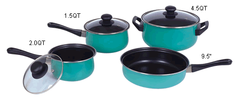 7PC straight shape non-stick cookware set2(glass lid)