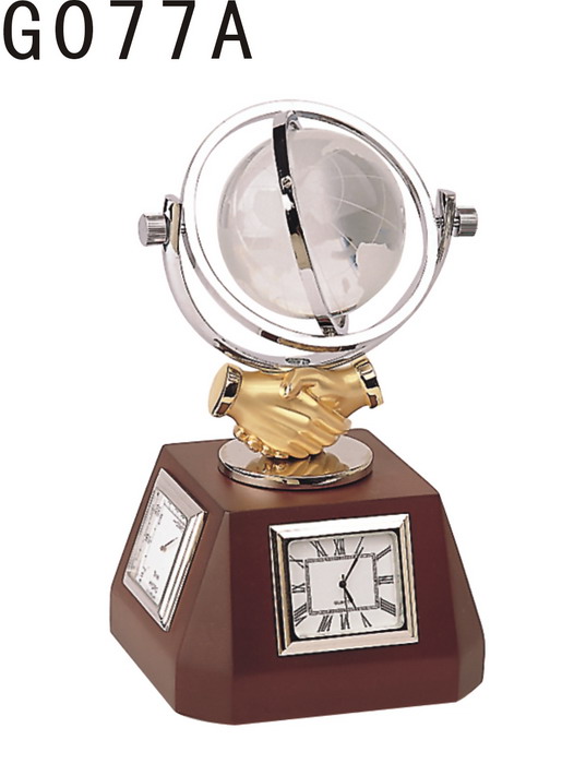 office desktop crystal globe clock gift set