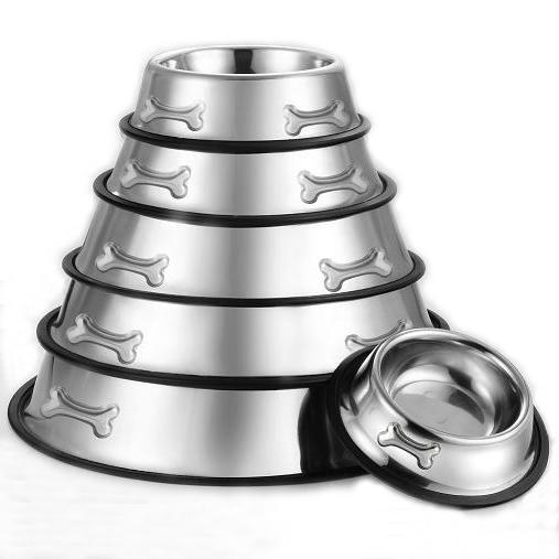 Non-Skid Stainless Steel Bone Dog Bowls