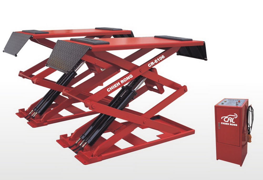 Full rise scissor lift on the ground type