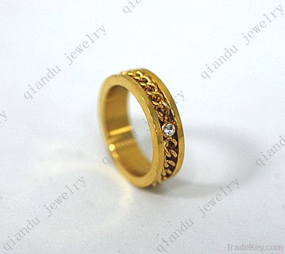 fashion stainless steel pvd gold ring