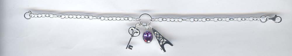 Silver Bracelet charm with stone