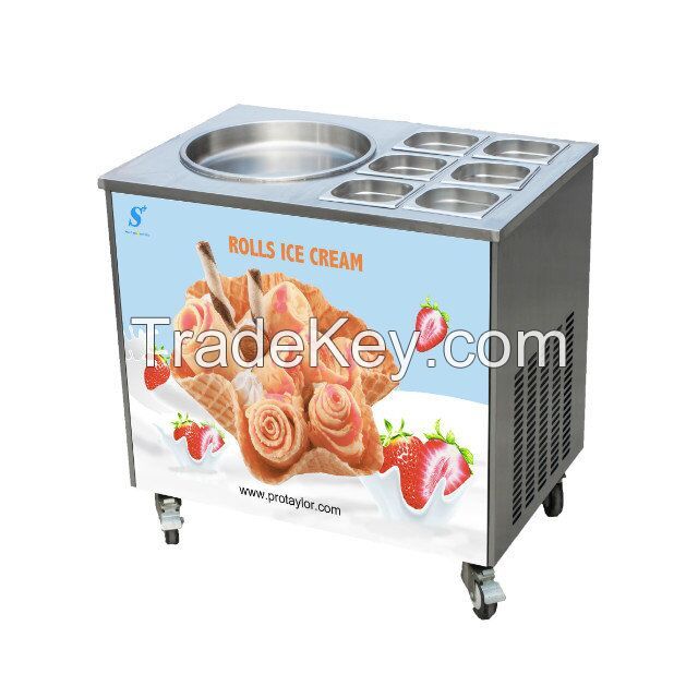 Fast freezing thailand roll fry ice cream machine with 8 buckets