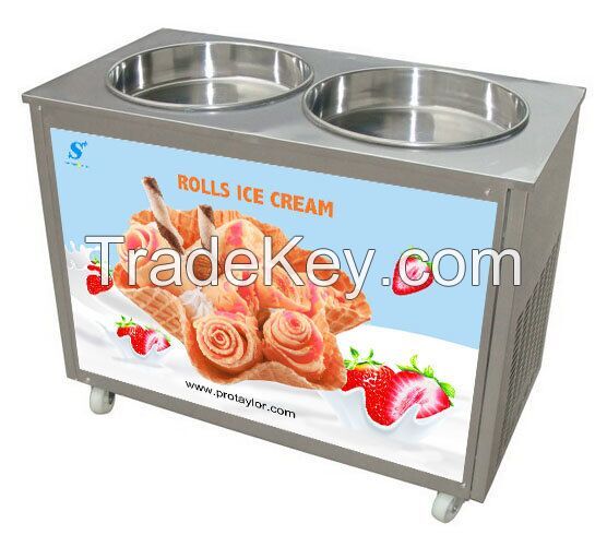 Fast freezing thailand roll fry ice cream machine with 8 buckets