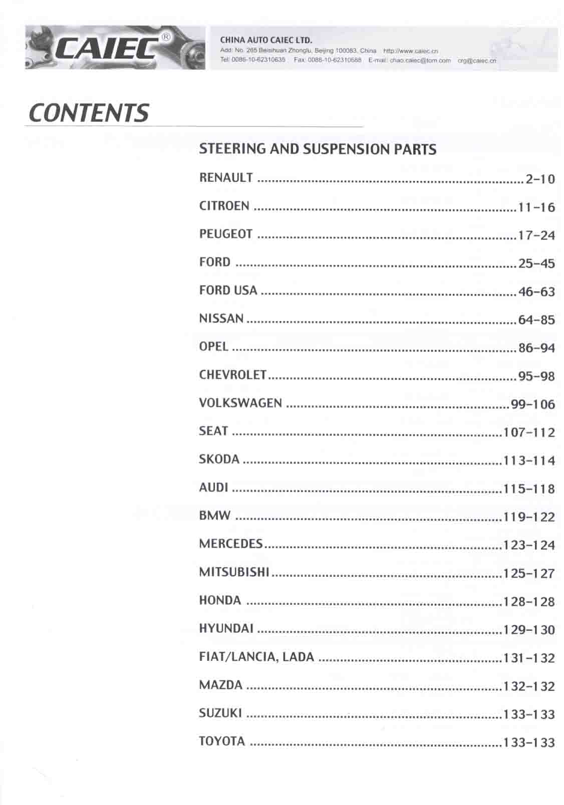 Suspension and steering parts