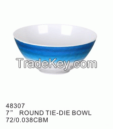 Durable big capacity eco friendly functional melamine blue rice bowl Colored different size flat bottom melamine bowl