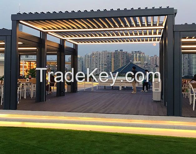 Modern Motorized Opening Roof Waterproof Aluminum  Garden Pergola