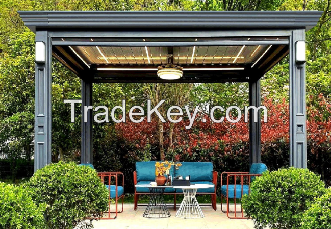 Modern Luxury Aluminum Waterproof Outdoor Pergola with Bright Light garden Pergola