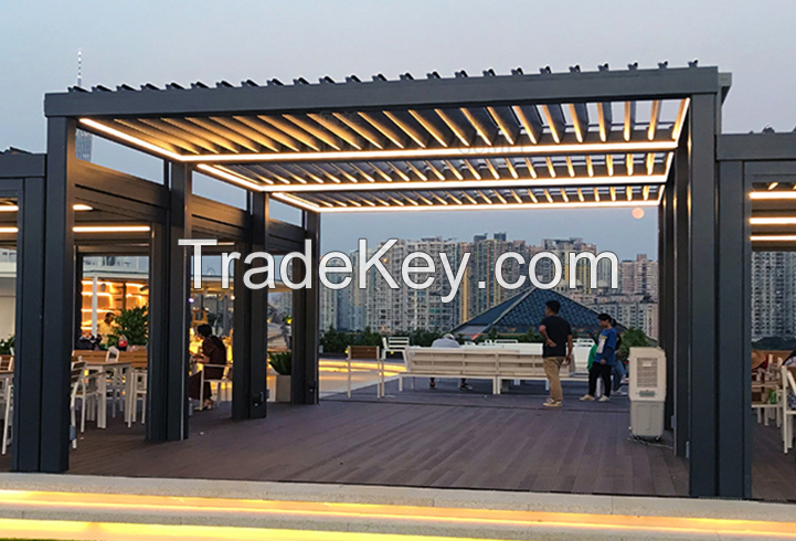 Shades Full Retractable Aluminum Pergola