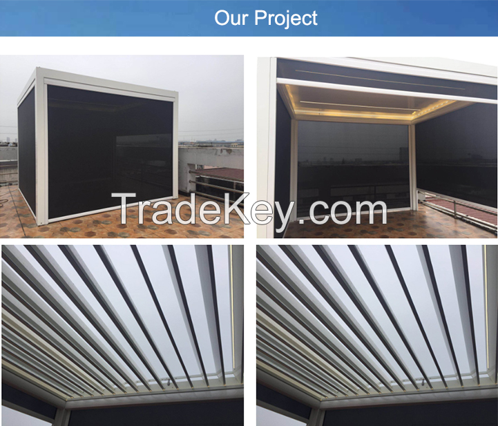 Customized adjustable outdoor pergola waterproof louvered pergola aluminum motorized garden pergola with led light