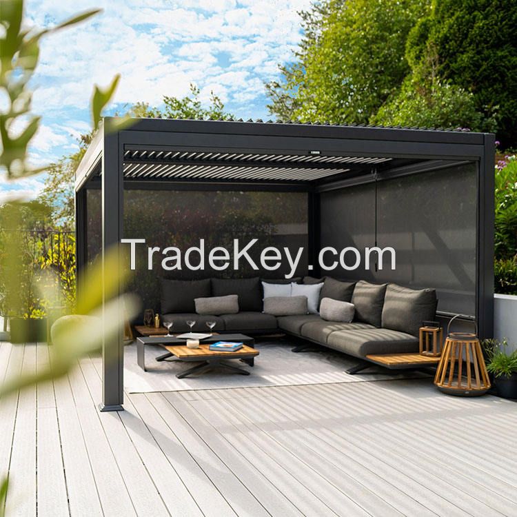 Remote Control Aluminium Pergola Waterproof Garden Pergola Adjustable Louvered Pergola Aluminium Outdoor