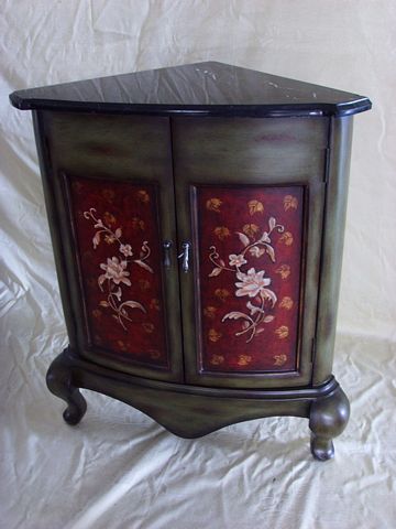 Hand Painted Corner Cabinet