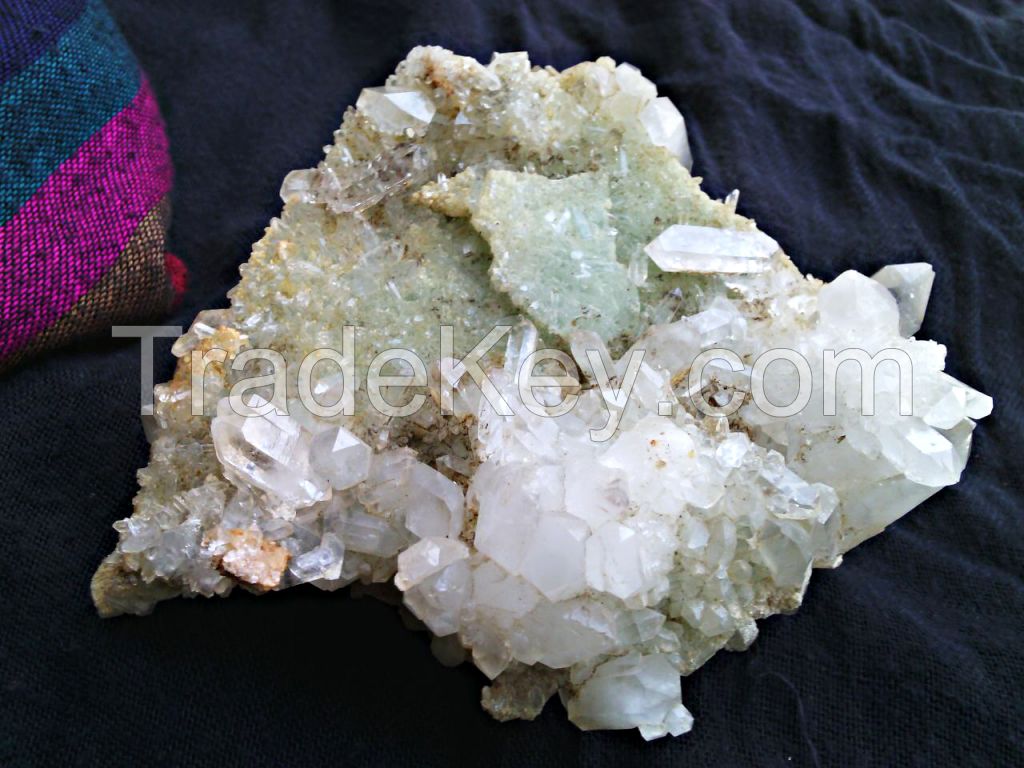 Double sided aesthetic prehnite with Quartz Specimen