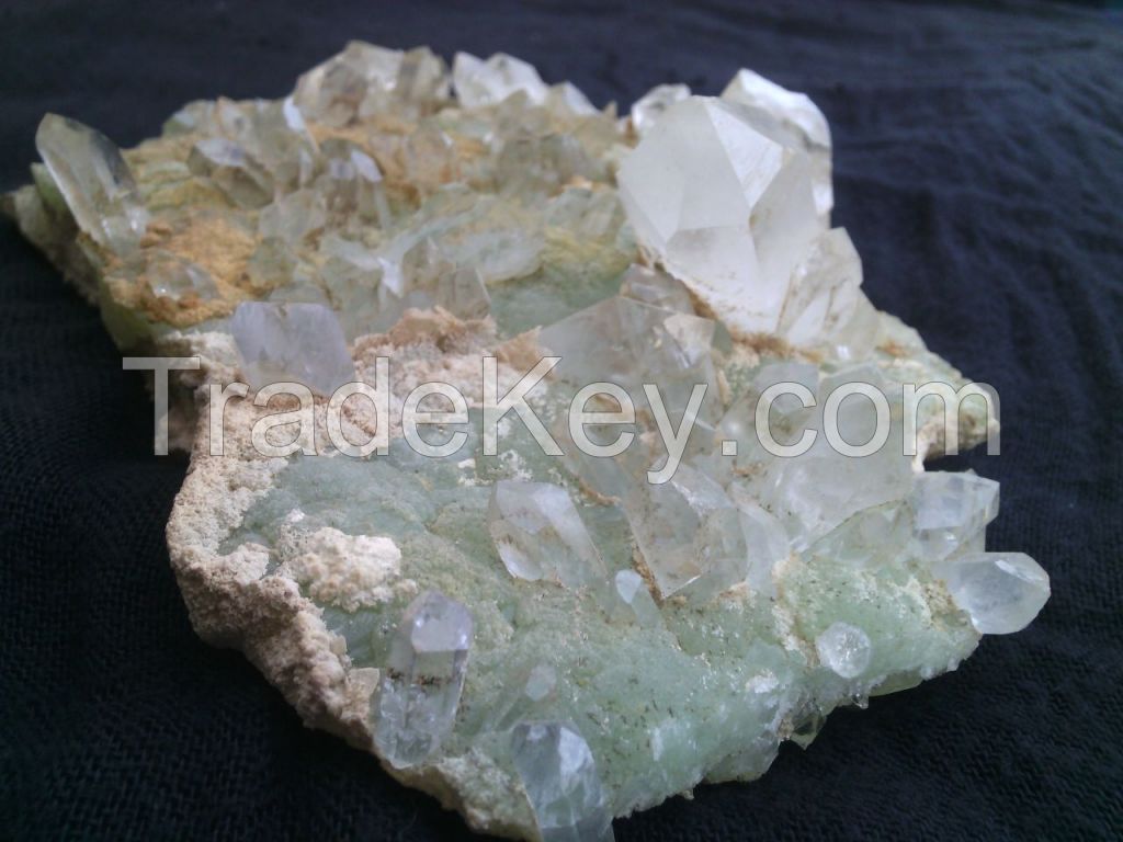 Presenting a good size. Prehnite with quartz specimen 