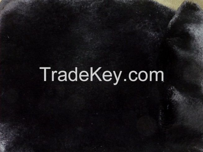 Shorn, black dyed rabbit skins, real fur