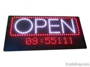 open sign led moving sign with colock