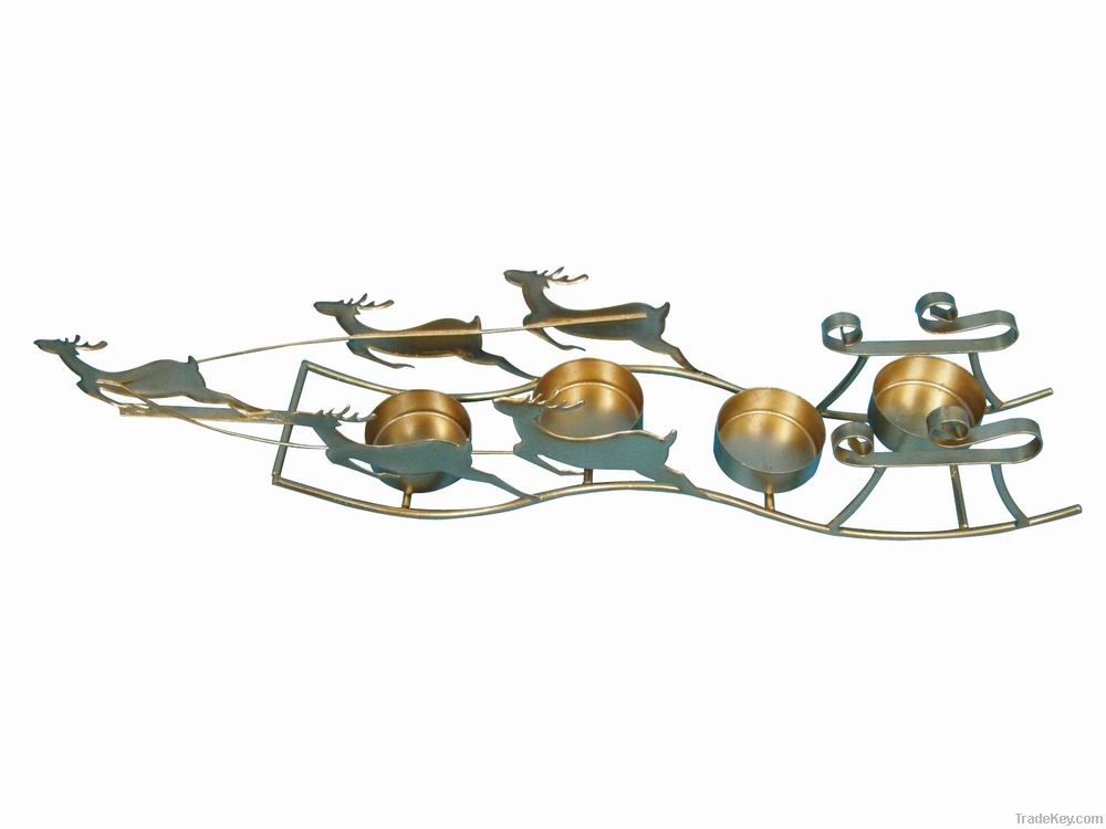 Metal Sleigh Design Candle Holder