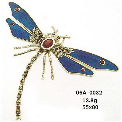 Marcasite Silver Dragonfly Enamel Pin & Pendant