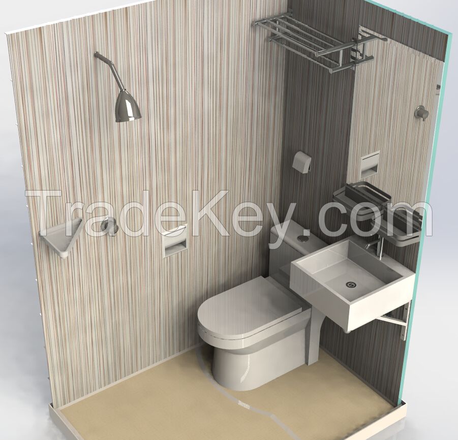 Easy to install prefab all in one full function SMC bathroom pod