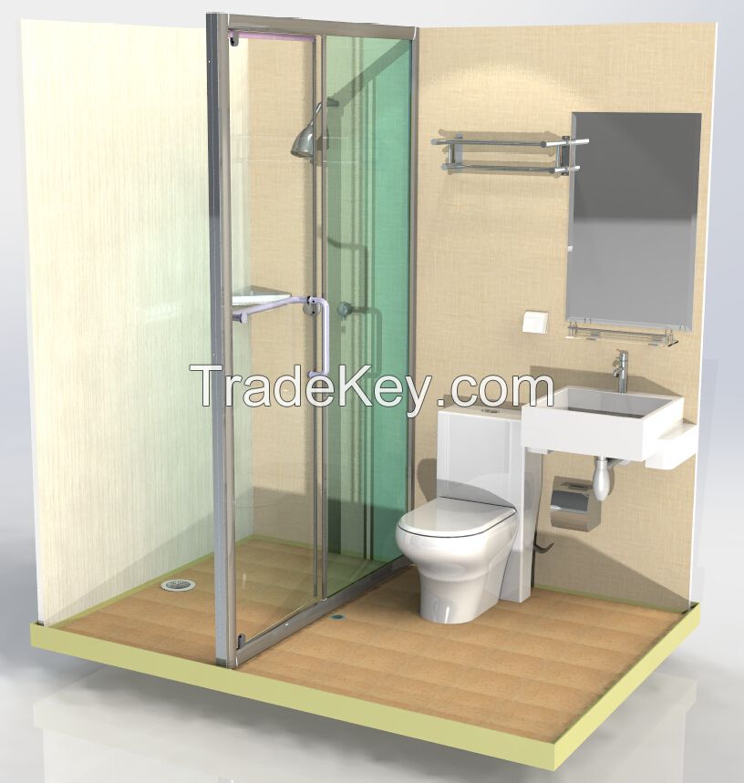 ISO9001/CE prefab glass bathroom pods with frame bathroom unit prefabricated bathroom with toilet