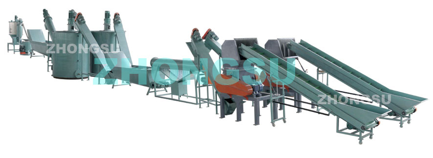 PET bottles crushing, washing and drying line