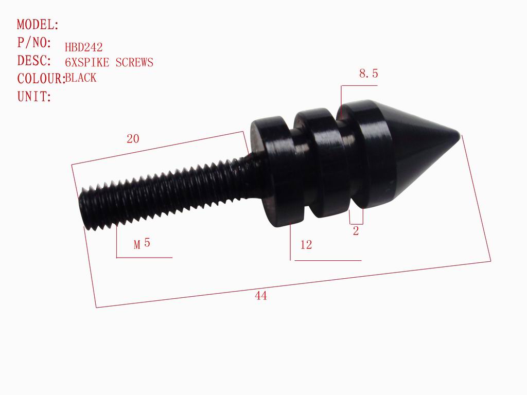 HBD242 6XSPIKE SCREWS BLACK