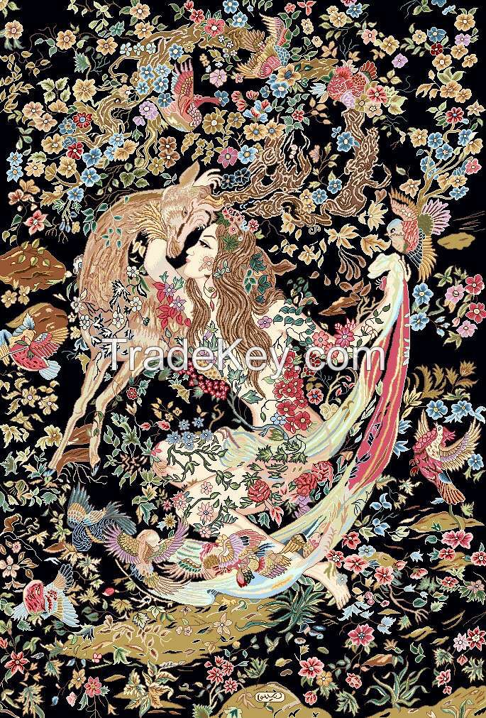 HAND KNOTTED SILK TAPESTRY 