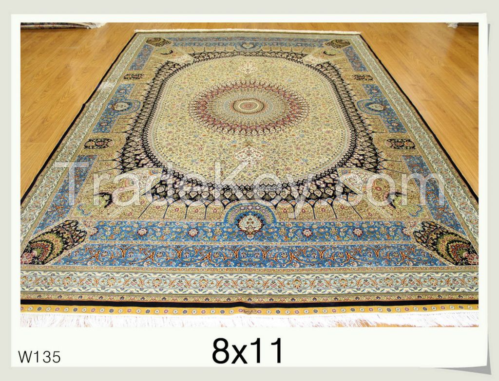 HAND KNOTTED PERSIANPURE  SILK CARPET TABRIZ DESIGN